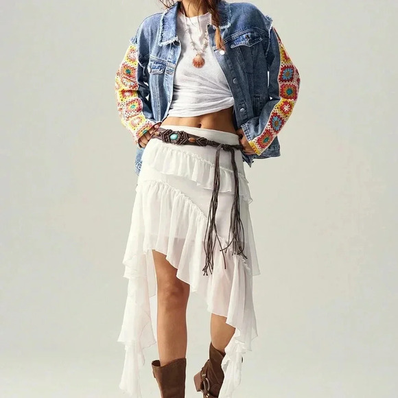 Blue Casual Women's Floral Print Drop Shoulder Long Sleeve Woven Jacket - Picture 5 of 8